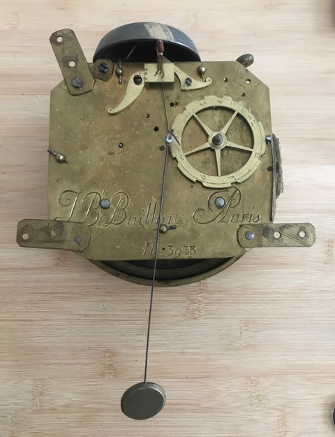A late 19th century French carved walnut wall clock combined thermometer and barometer, dial and movement marked J Baptiste Baillon, Paris, height 93cm